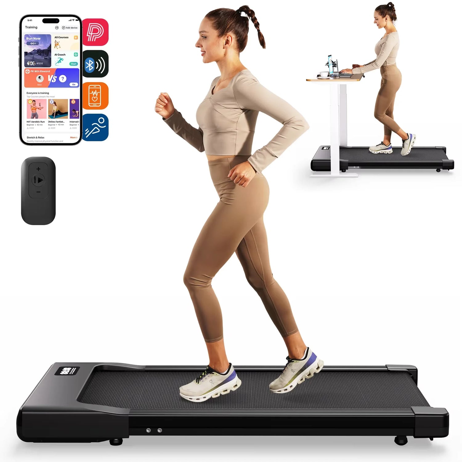Walking Pad under Desk Treadmill 2 in 1 Portable Treadmill with Remote Control LED Display 2.5HP Walkingpad for Home&Office