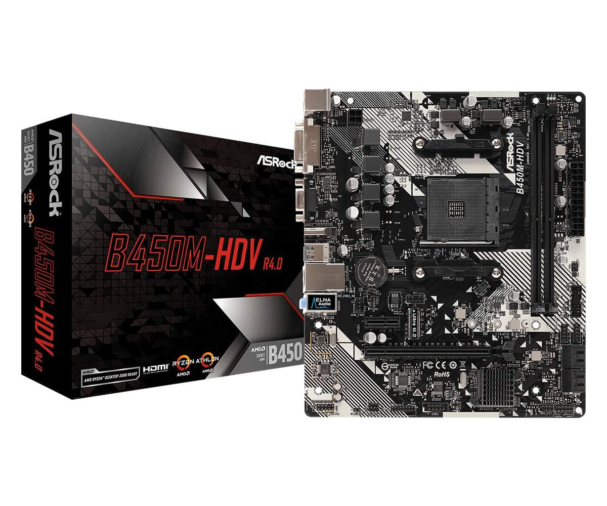 Asrock B450M HDV R4.0 Motherboard AM4 DDR4 Microatx for AMD Ryzen Cpus