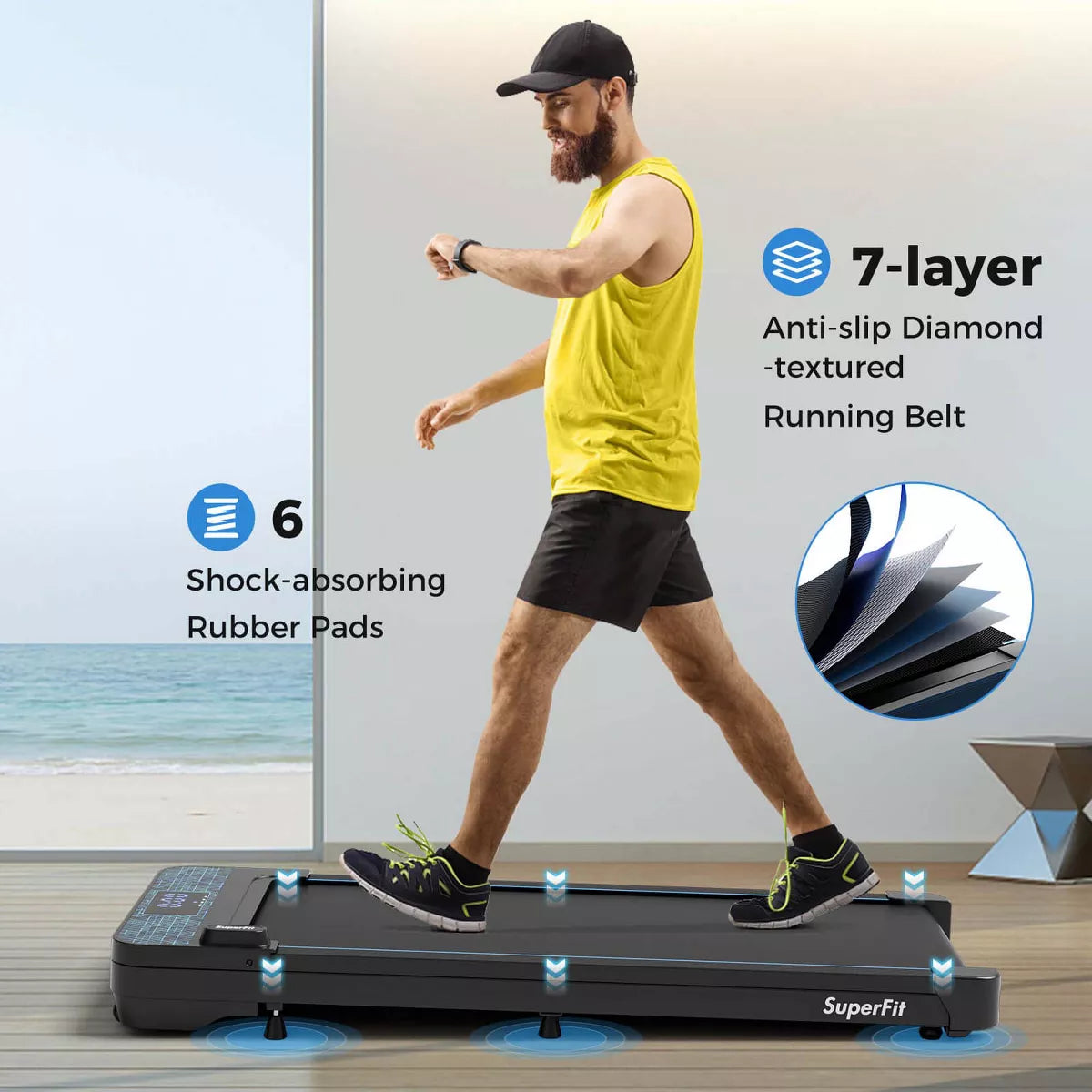 Superfit Walking Pad with LED Display APP & Remote Control Walking Jogging Machine for Home