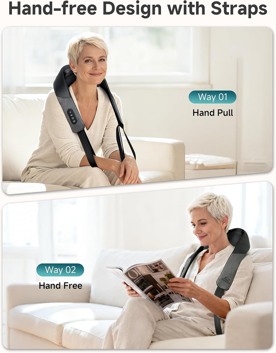 Snailax Cordless Shiatsu Neck Massager with Heat and Graphene Technology for Deep Tissue Pain Relief - 4D Roller Massage for Neck and Back, Ideal Gift for Parents