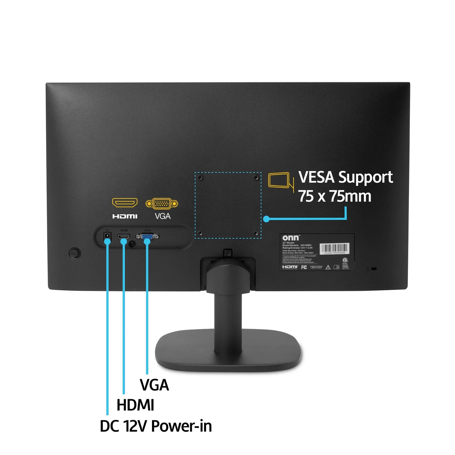 22" FHD (1920 X 1080P) 100Hz Office Monitor with 6 Ft HDMI Cable, Black