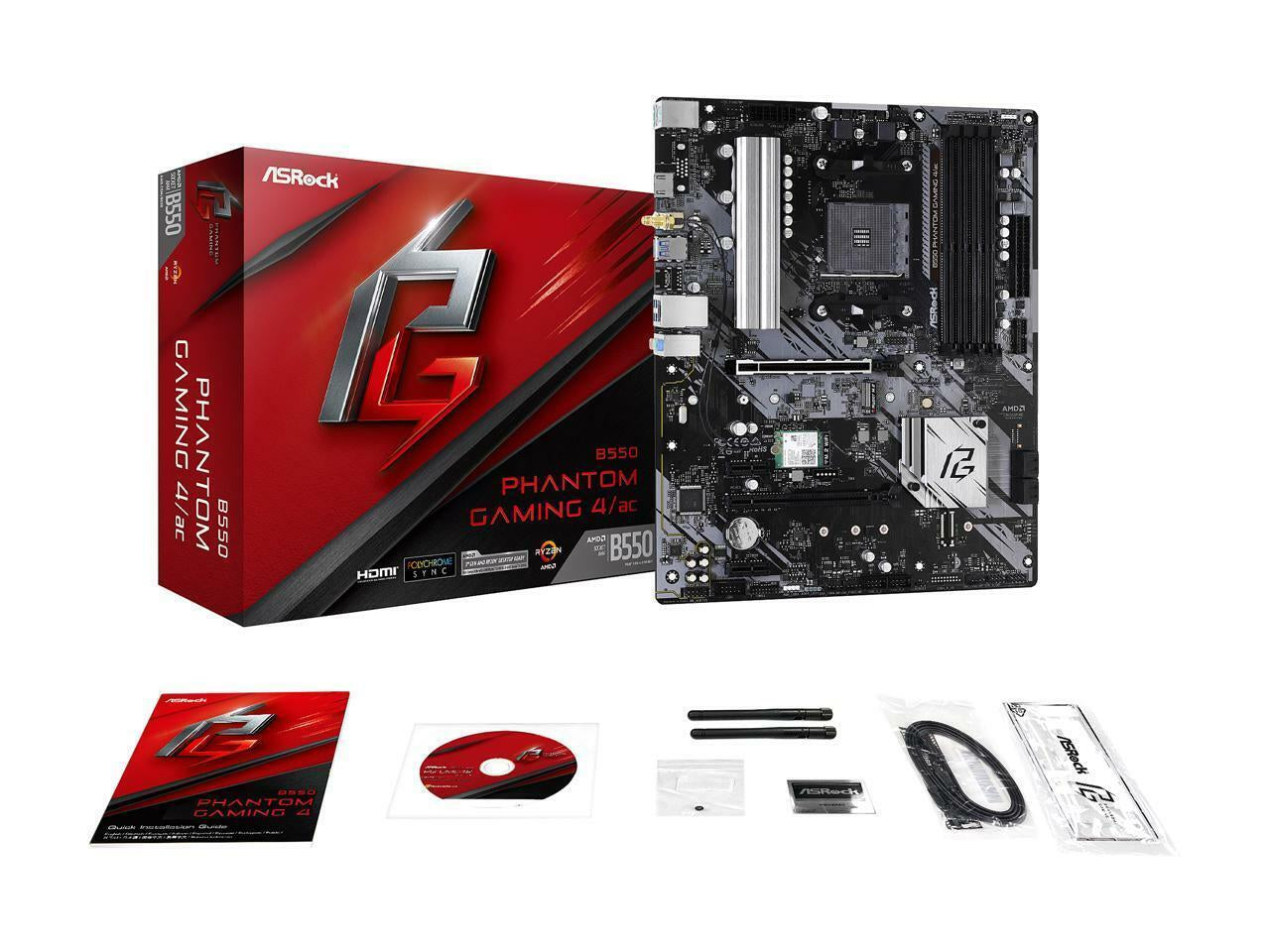 Asrock B550 Phantom Gaming 4/Ac AM4 AMD B550 SATA 6Gb/S ATX AMD Motherboard