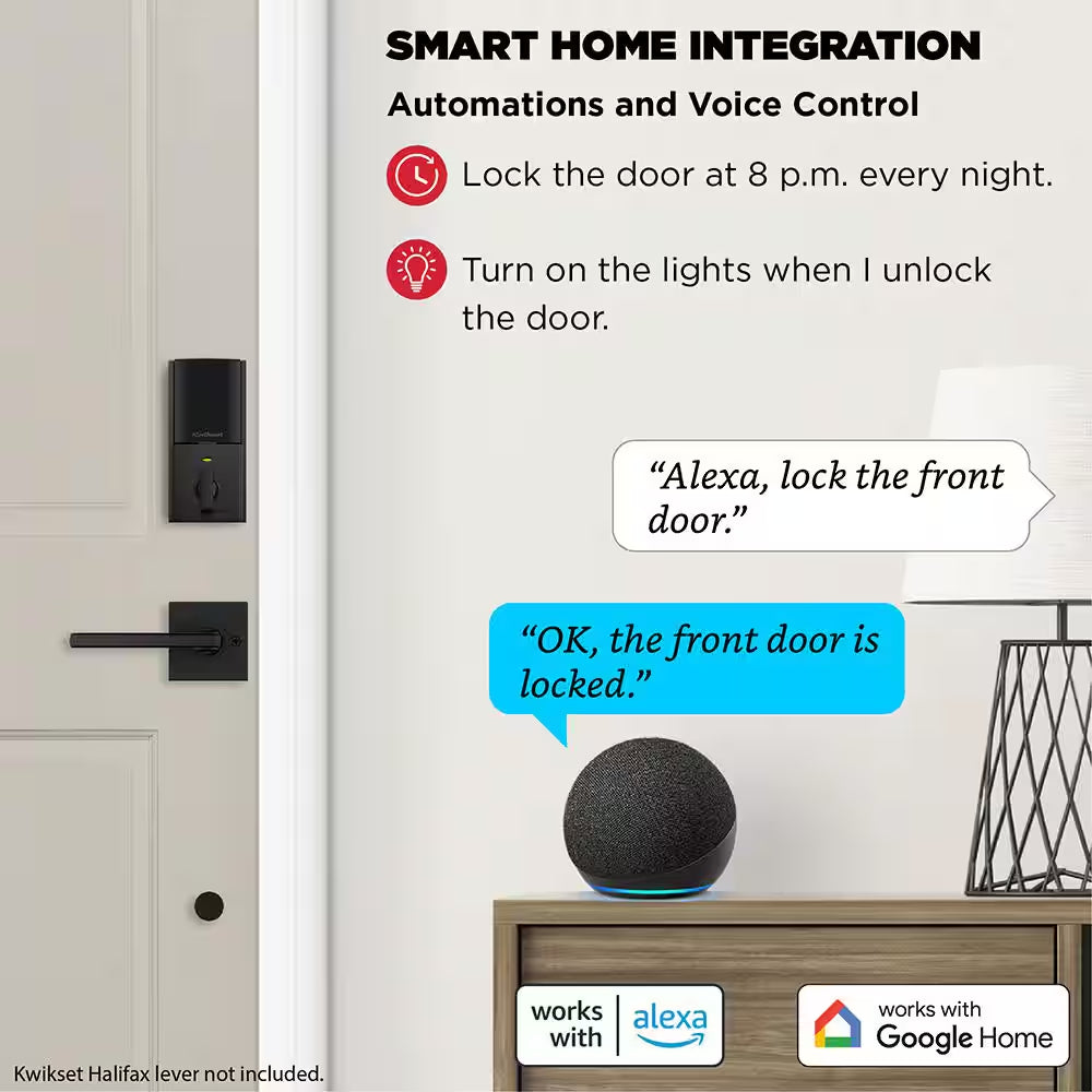 HALO Touch Matte Black Contemporary Fingerprint Wifi Electronic Smart Lock Deadbolt Featuring Smartkey Security