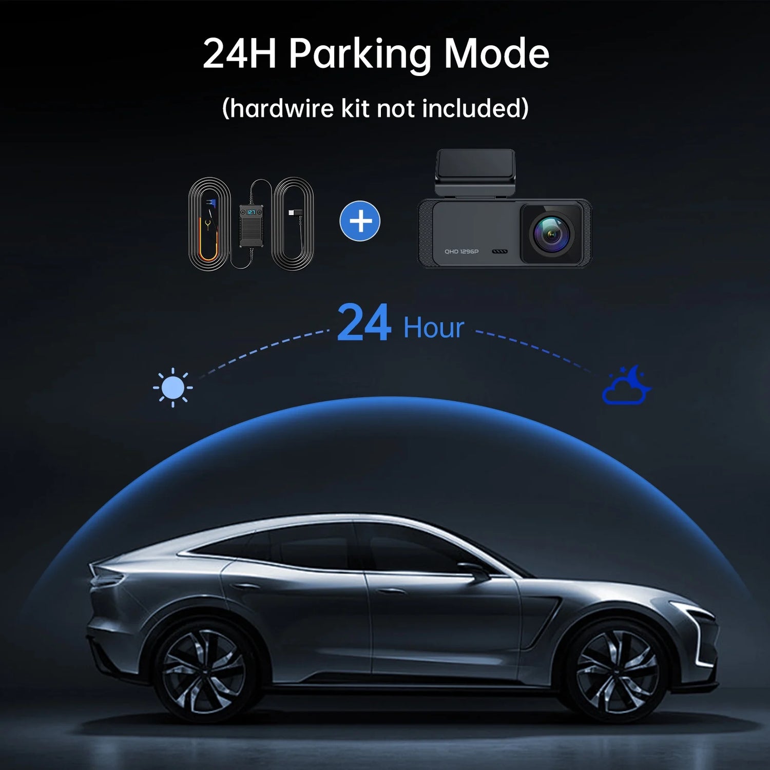 Dash Cam Front Wifi 1296P, Dash Camera for Cars,Dashcam with Night Vision, Car Camera with APP, Mini Dashcams with 24H Parking Mode, Loop Recording, WDR, Support 256GB Max,Black