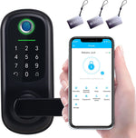 Keyless Entry Door Lock, Bebasia Door Lock with Keypad, Smart Door Lock, Fingerprint Door Lock, Digital Kepad Door Lock, Smart Door Level Lock with Reversible Handle (Black)