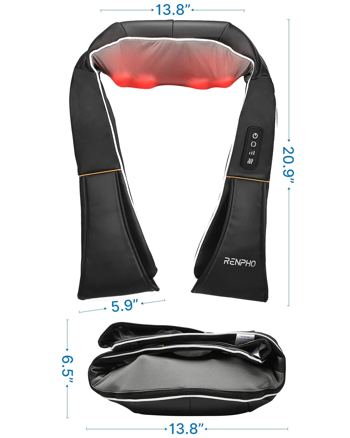 Shiatsu Neck Massager with Heat & Vibration, Deep Tissue 3D Kneading Shoulder Massager for Pain Relief, Cordless Leather Gift for Women and Men