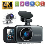 Dash Cam UHD 4K Front and FHD 1080P Rear, Dual Dash Camera DVR Car Camera WDR G-Sensor Support 256GB SD Card
