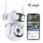 Indoor/Outdoor 4K Smart Security Camera, 2.4G&5G Wifi with Night Vision, Dual-Screen Display, 2-Way Talk, Human Detection, Motion Tracking, Cloud & SD Card Storage,Waterproof
