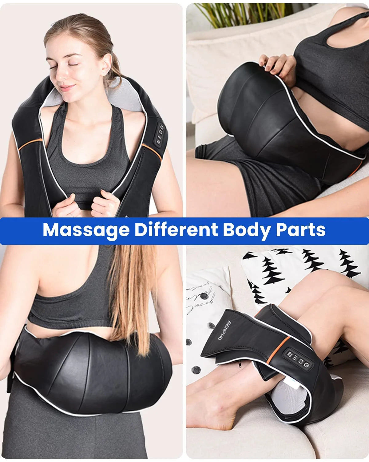 Shiatsu Neck Massager with Heat & Vibration, Deep Tissue 3D Kneading Shoulder Massager for Pain Relief, Cordless Leather Gift for Women and Men