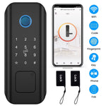 Security Smart Lock Fingerprint Door Latch Keyless Entry Wi-Fi Door Lock Wireless Electronic Deadbolt with Touchscreen Keypad Doorbell Key IC Card App Control IP65 Waterproof Matte Black
