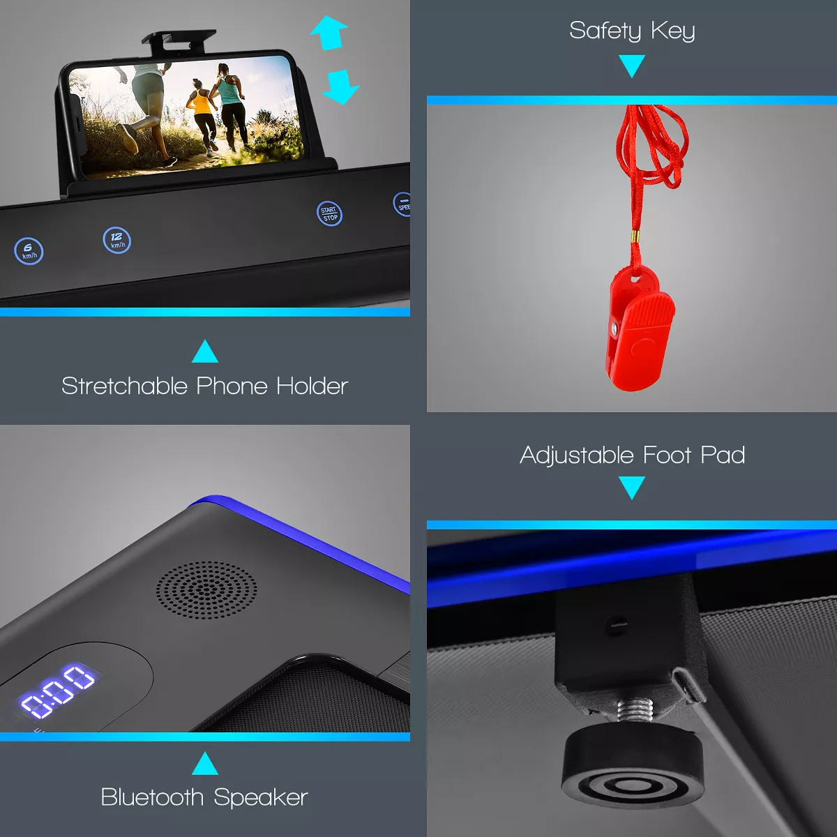 Costway 2-In-1 Folding Treadmill 2.25HP Jogging Machine W/ Dual LED Display Silver\Black\Blue