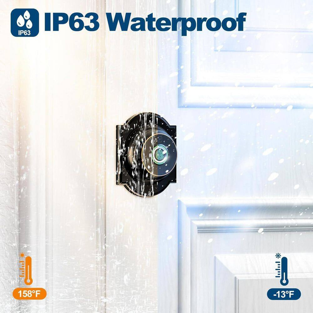 3-In-1 Biometric Security Lock Keyless Entry System in Black, IP 63