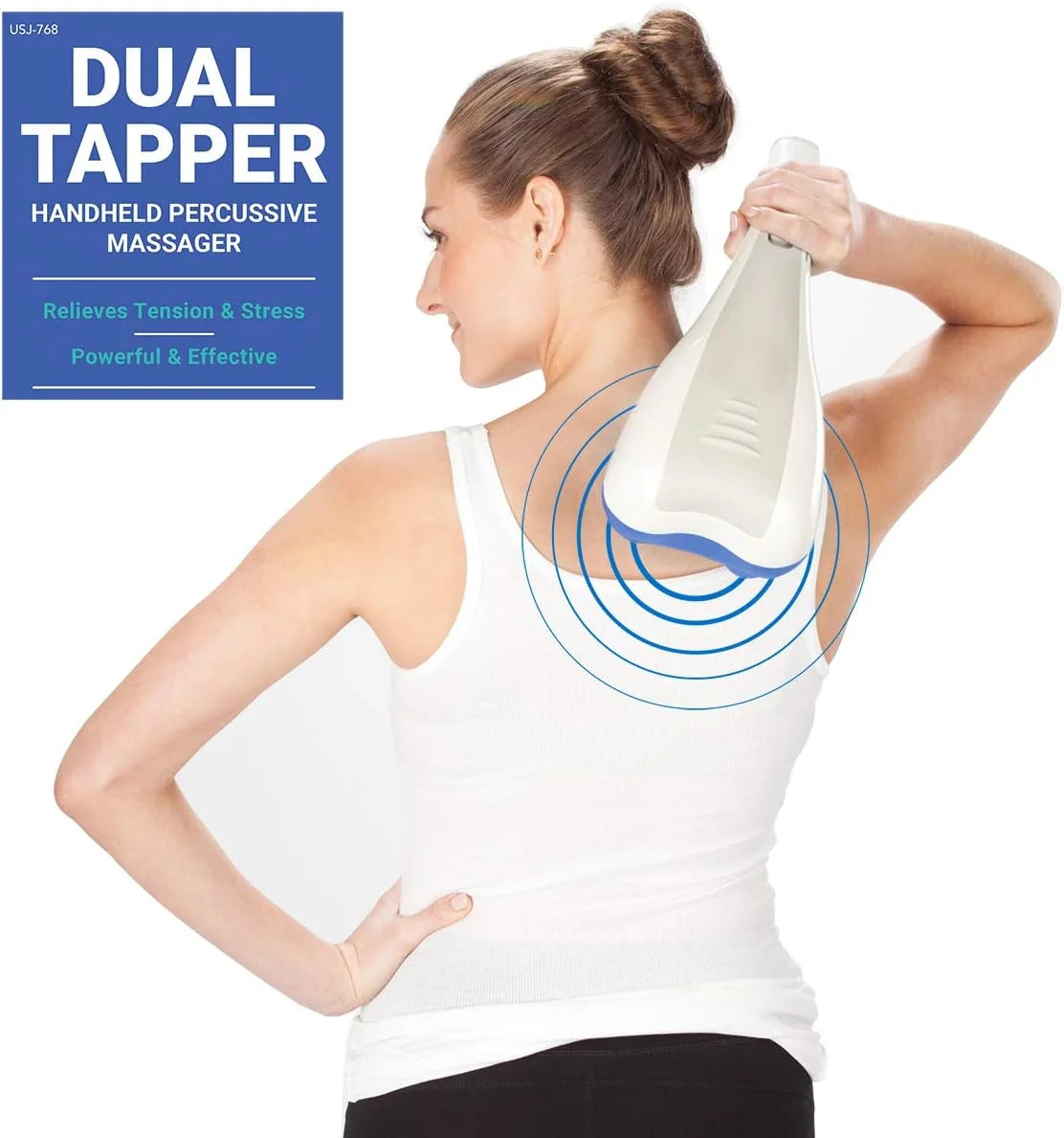 Electric Handheld Full Body Dual Head Percussion Massager Tapping Massage – Dual Tapper 3 Interchangeable Nodes Included