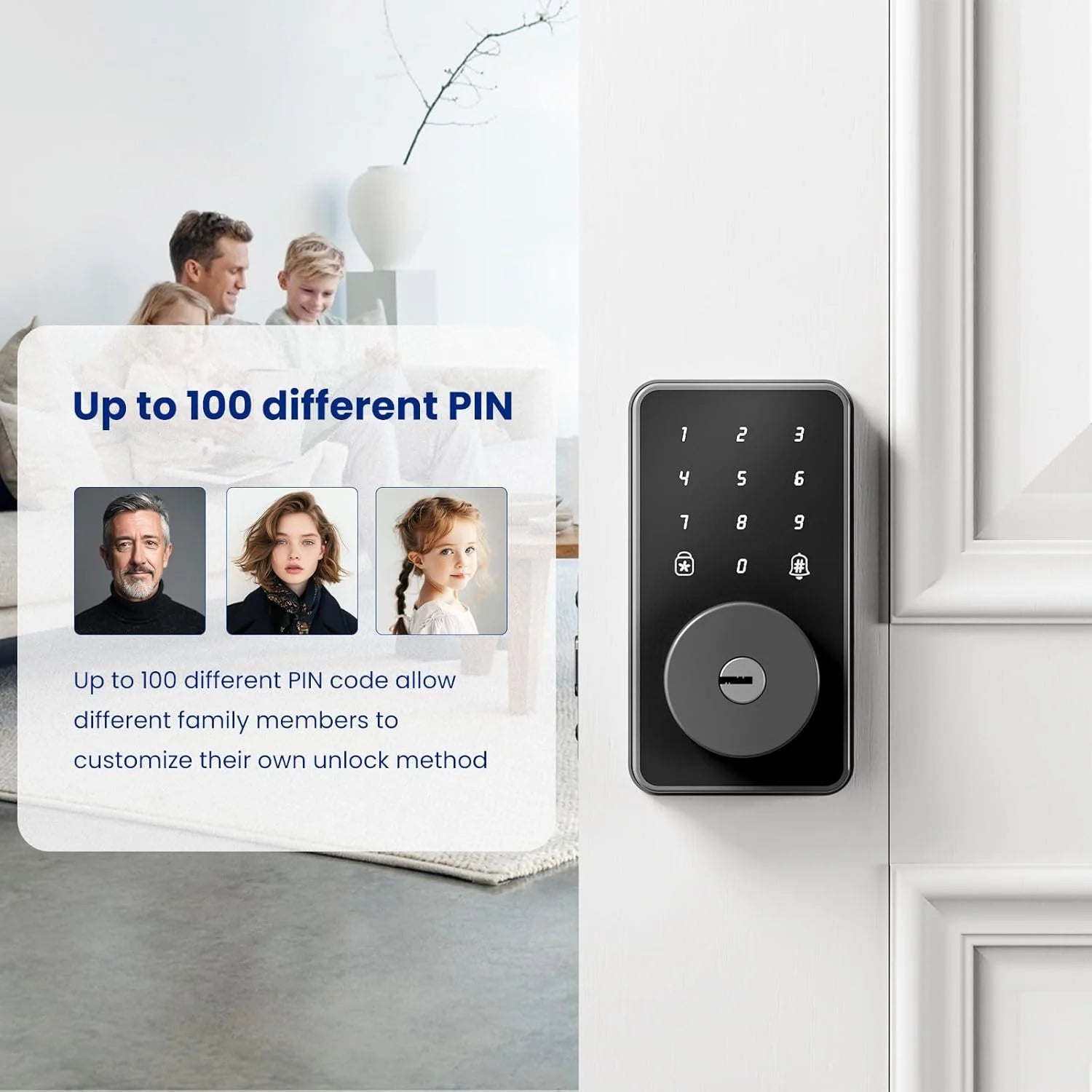 Keyless Entry Door Lock with Electronic Keypad, Digital Smart Deadbolt Lock for Front Door, Matte Black, Easy Installation