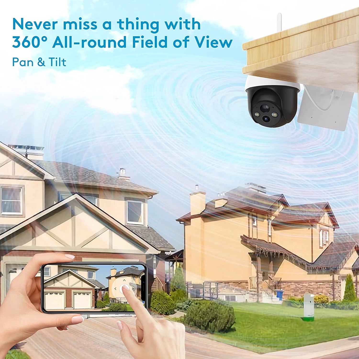 Rotating Outdoor Solar Dome Home Security Camera with Motion Alarm