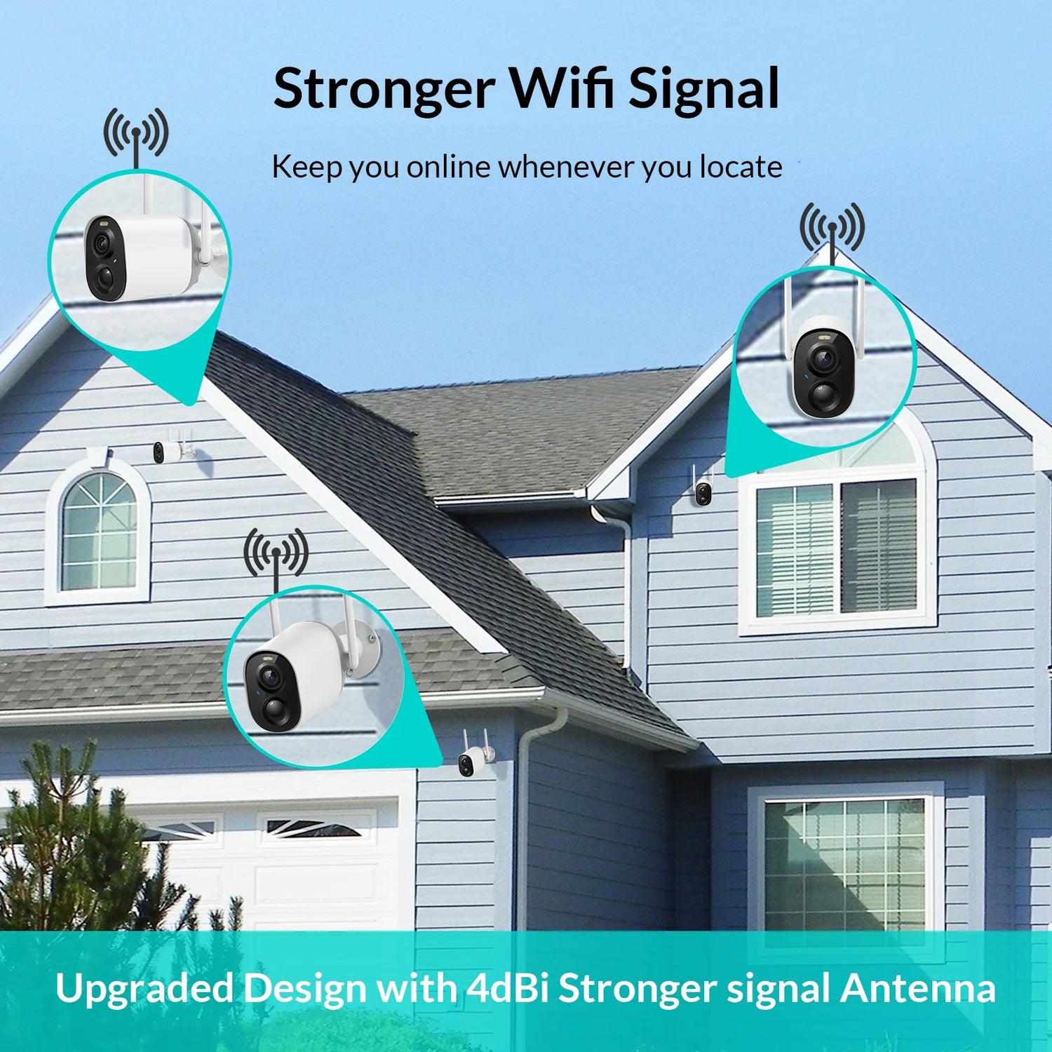 Solar Outdoor Security Camera Wireless Home Surveillance Camera - Only for 2.4Ghz Wifi