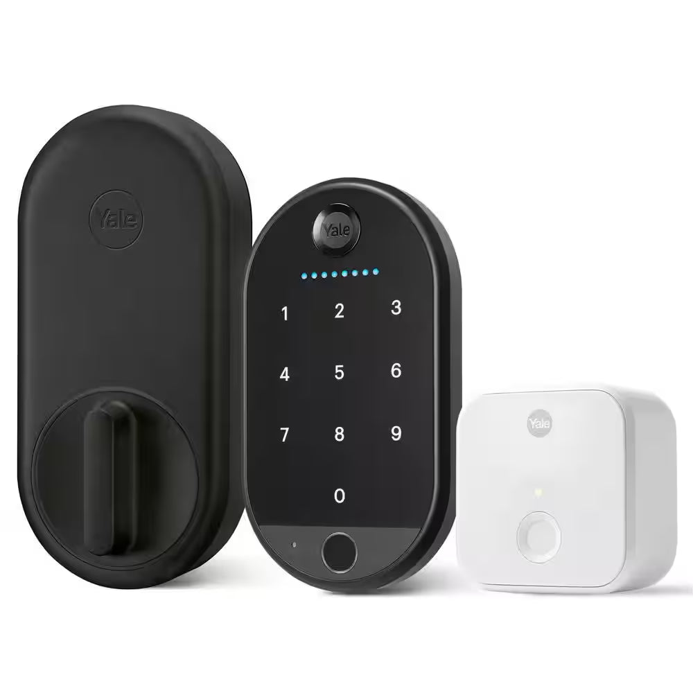Apartment Smart Door Lock with Wi-Fi and Fingerprint Keypad Access, Black Suede