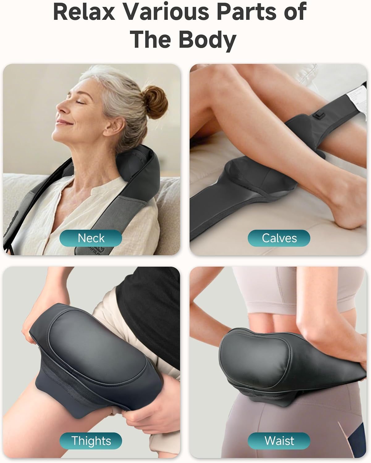 Snailax Cordless Shiatsu Neck Massager with Heat and Graphene Technology for Deep Tissue Pain Relief - 4D Roller Massage for Neck and Back, Ideal Gift for Parents