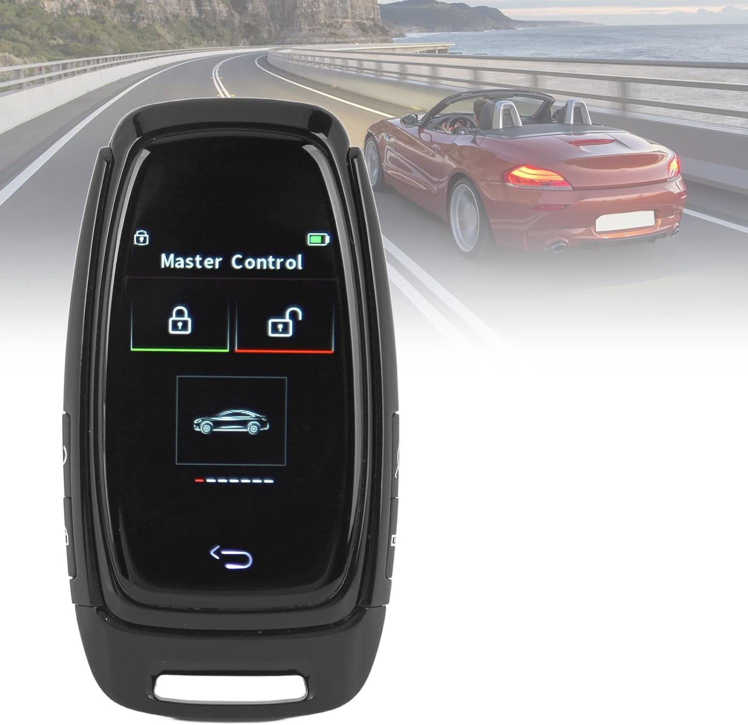 Smart LCD Key, anti Key Loss Car Remote Starter Key for One Button Start Cars (Black)