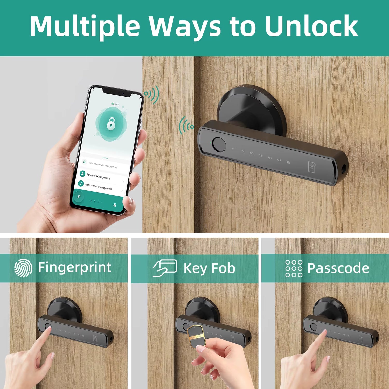 Smart Lock Fingerprint Door Lock App Control Passcode Unlock Electronic Touchscreen Keypad