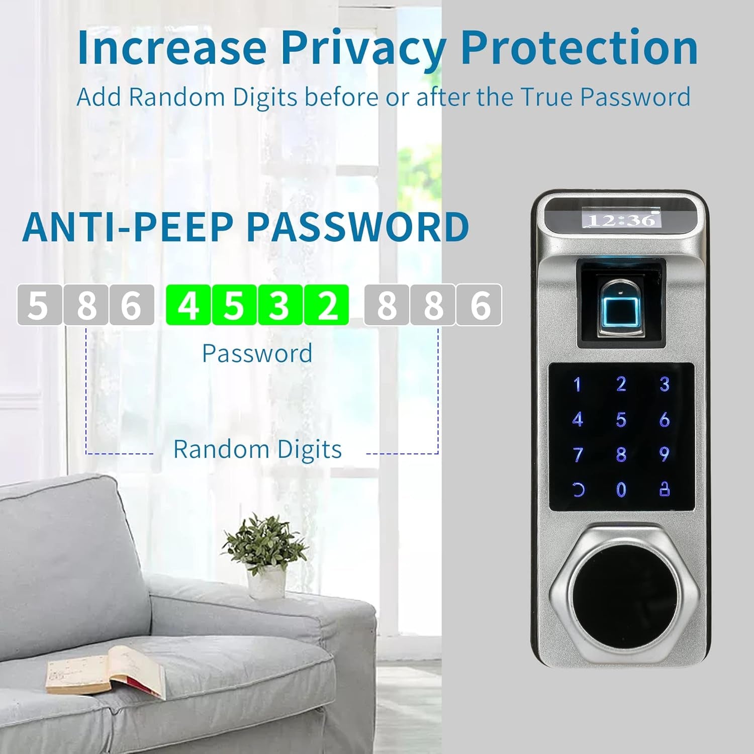 HARFO K1 Fingerprint, Keyless Entry, Keypad Lock, Biometric, Digital Door Lock for Home and Office (Silver)