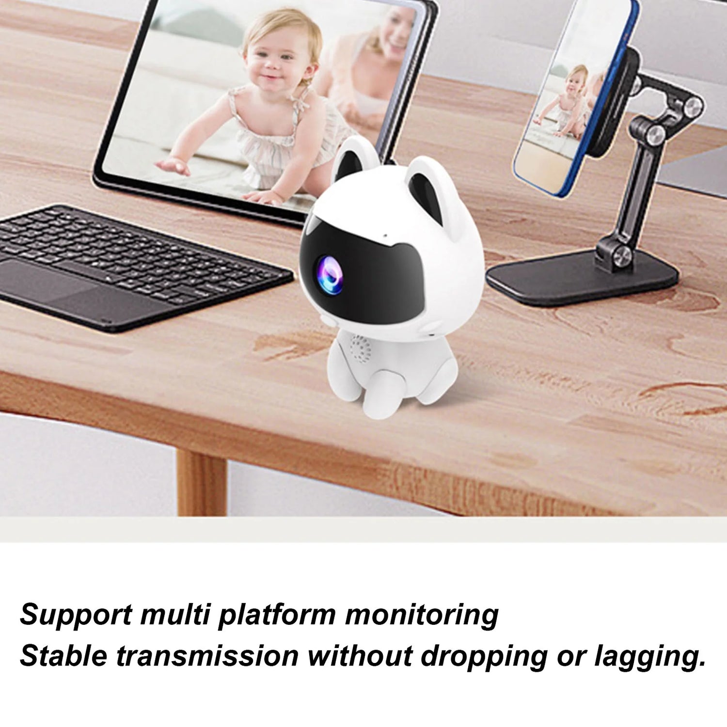 Wireless Security Camera Motion Detection Two Way Voice Robot Pet Shape Indoor Monitoring Camera
