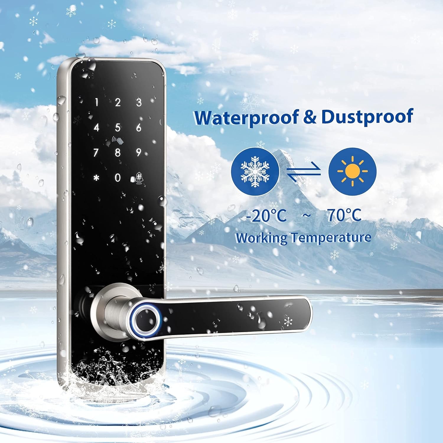 Smart Lock with Fingerprint Sensor, Keyless Entry, Wifi Connectivity, Silver