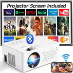 Mini Projector with Wifi and Bluetooth, 9500LM Portable Home Theater Projector with Screen ,1080P 250"Display Supported