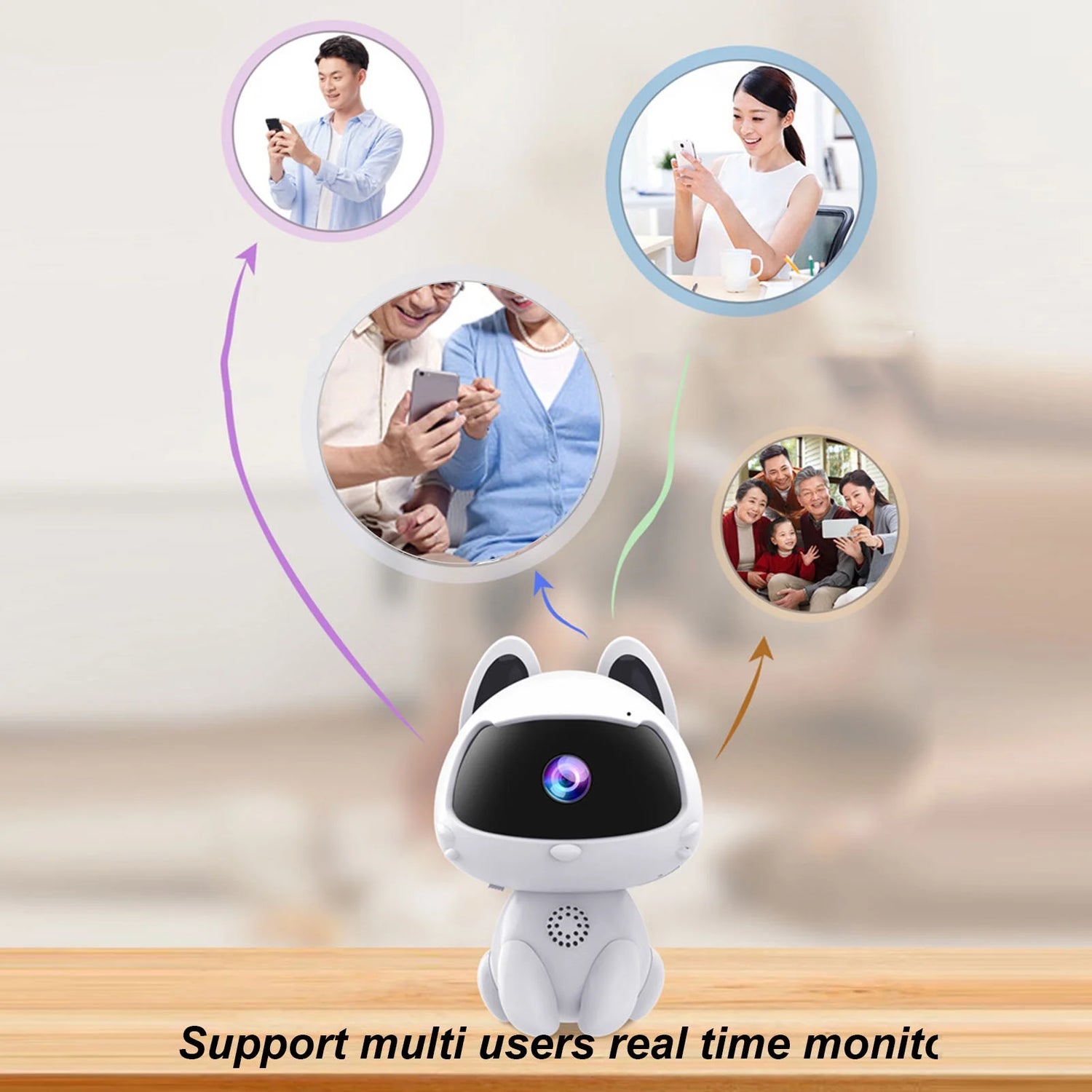 Wireless Security Camera Motion Detection Two Way Voice Robot Pet Shape Indoor Monitoring Camera