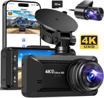 Dash Cam Front Rear 4K/1080P, Full HD Dash Cam with APP Control,Cars Build in Wifi, 3.94‘’IPS Screen Dash Camera with 32GB SD Card, G-Sensor, WDR, 24Hr Parking Mote, Loop Recording