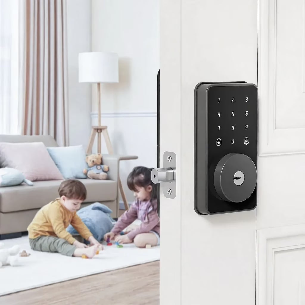 Keyless Entry Door Lock with Keypad, Smart Deadbolt Lock for Front Door with 2 Keys, Auto Lock, Easy Installation,Glossy Black