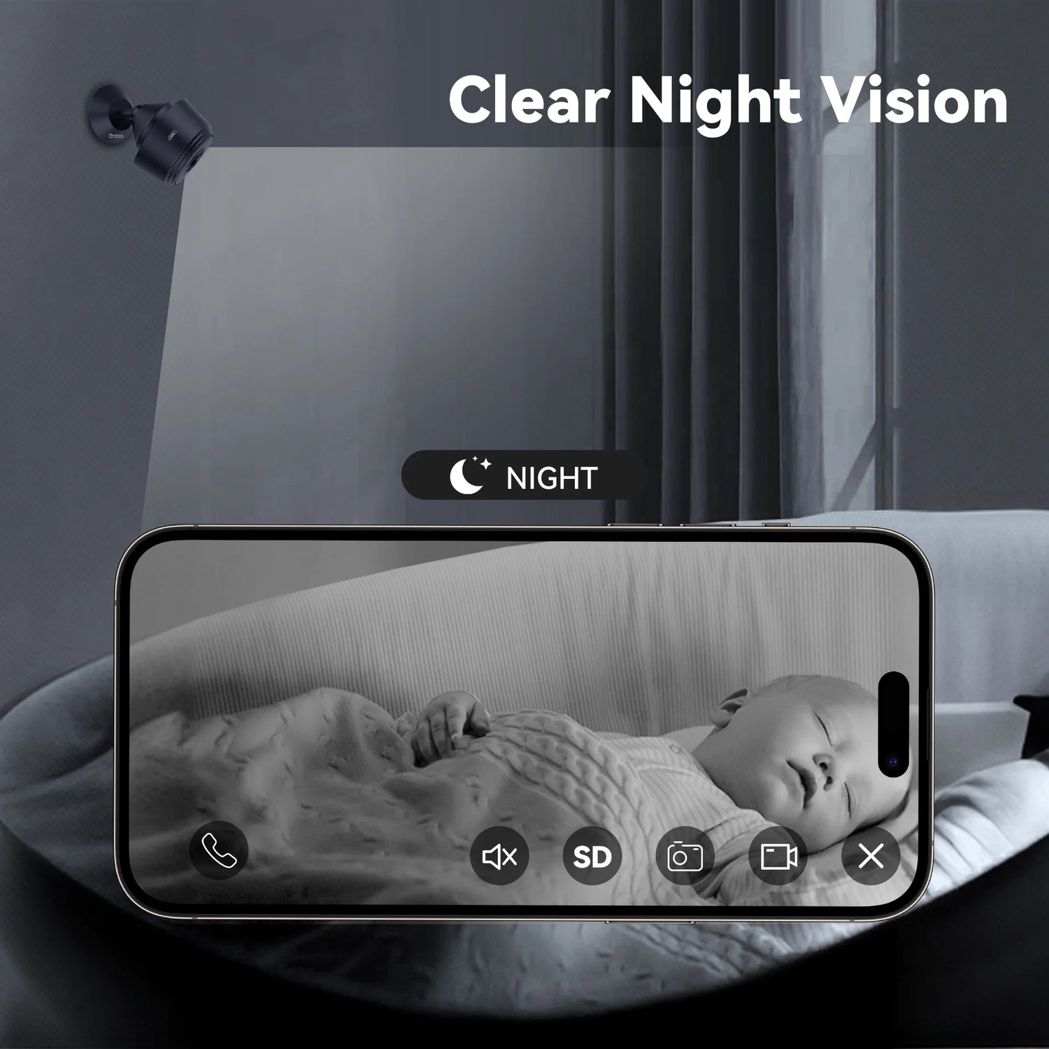 Indoor Security Camera, 1080P Clear Night Vision, Home Surveillance Camera, Wireless Small Camera for Home Security Monitoring, Black