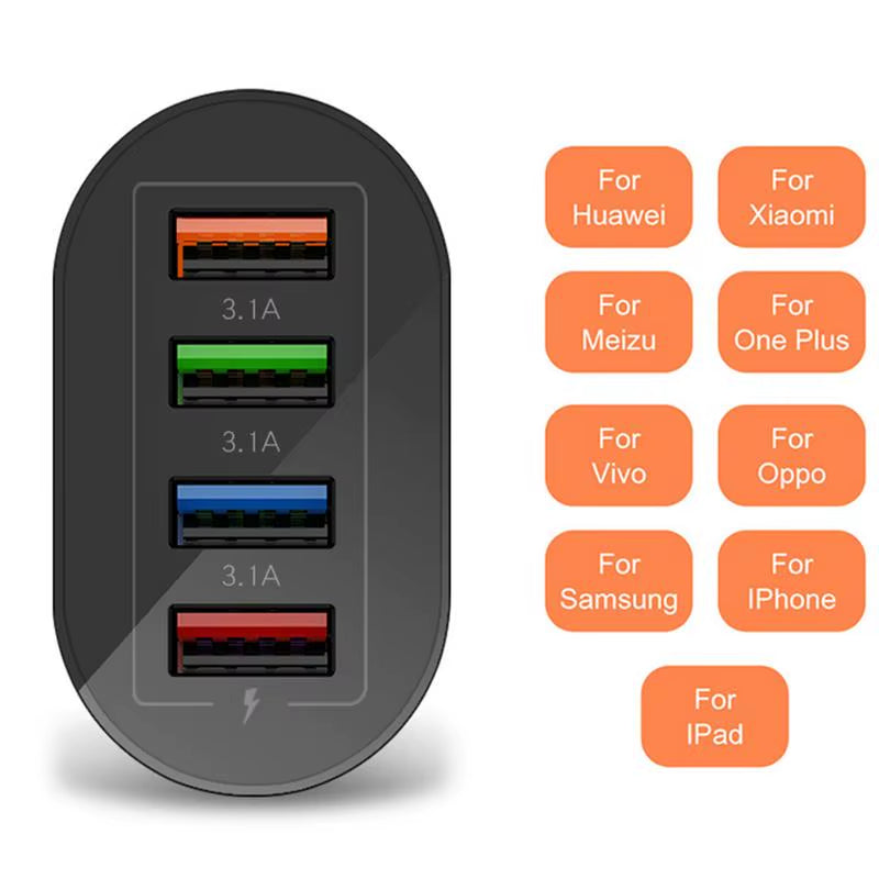 EU US Plug 3A USB Charger Multi Port 4 USB Quick Charger Portable Wall Mobile Charger Fast Charger Phone Charger Adapter