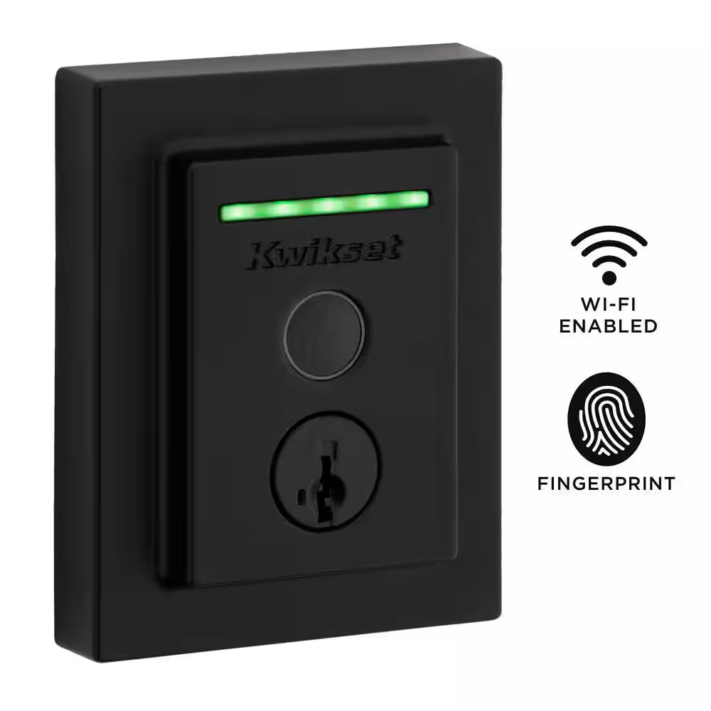 HALO Touch Matte Black Contemporary Fingerprint Wifi Electronic Smart Lock Deadbolt Featuring Smartkey Security