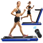 Costway 2-In-1 Folding Treadmill 2.25HP Jogging Machine W/ Dual LED Display Silver\Black\Blue