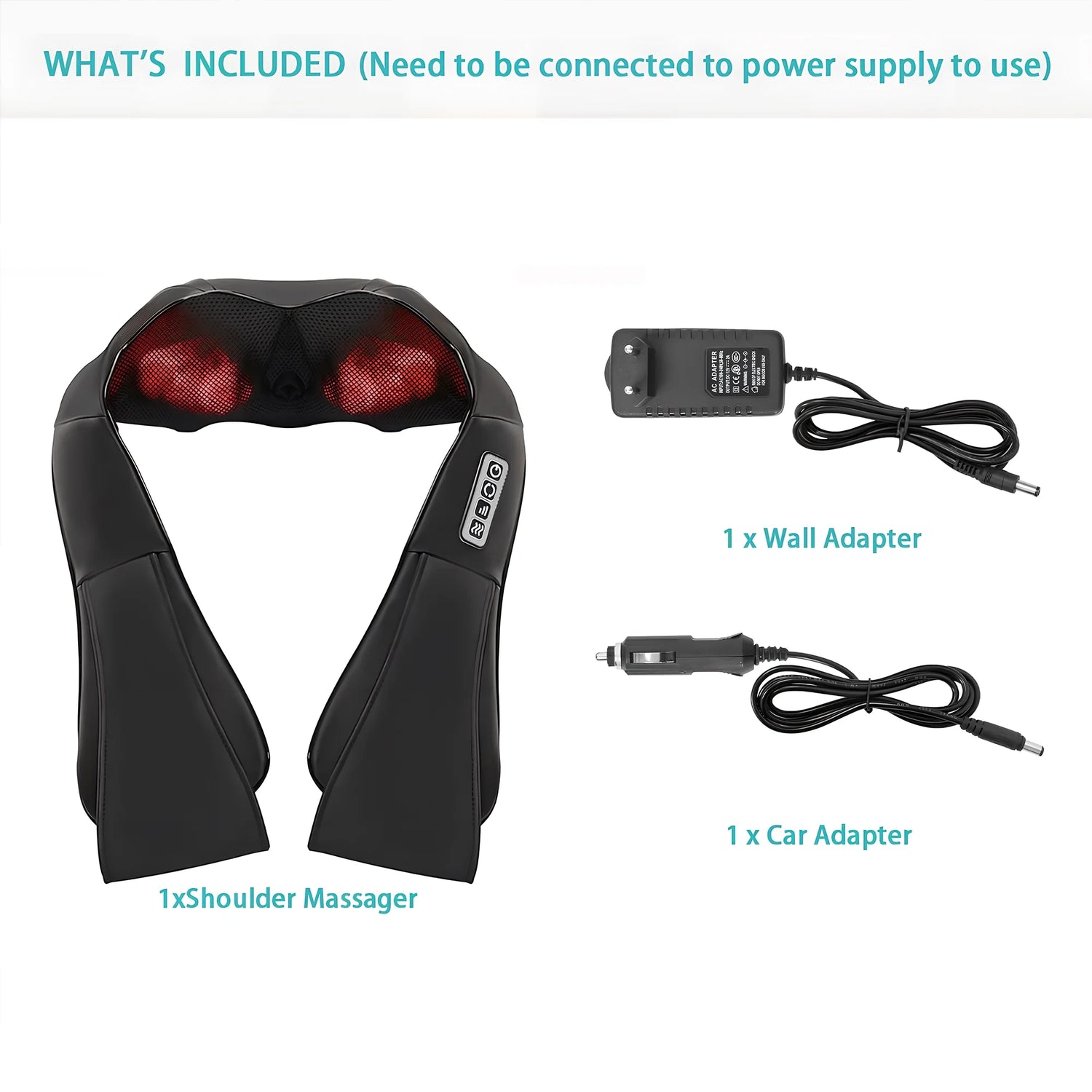 Shiatsu Shoulder Back and Neck Massager with Heat, Electric Deep Tissue Kneading Massage Pillow, Black