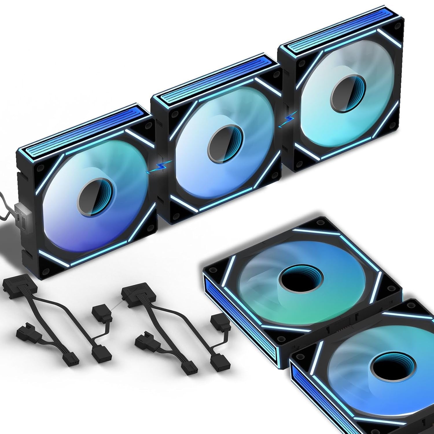 Daisy Chain Case Fan:5 Pack 120Mm PC RGB Fans Computer Case Fans, 5V 3-PIN Conne