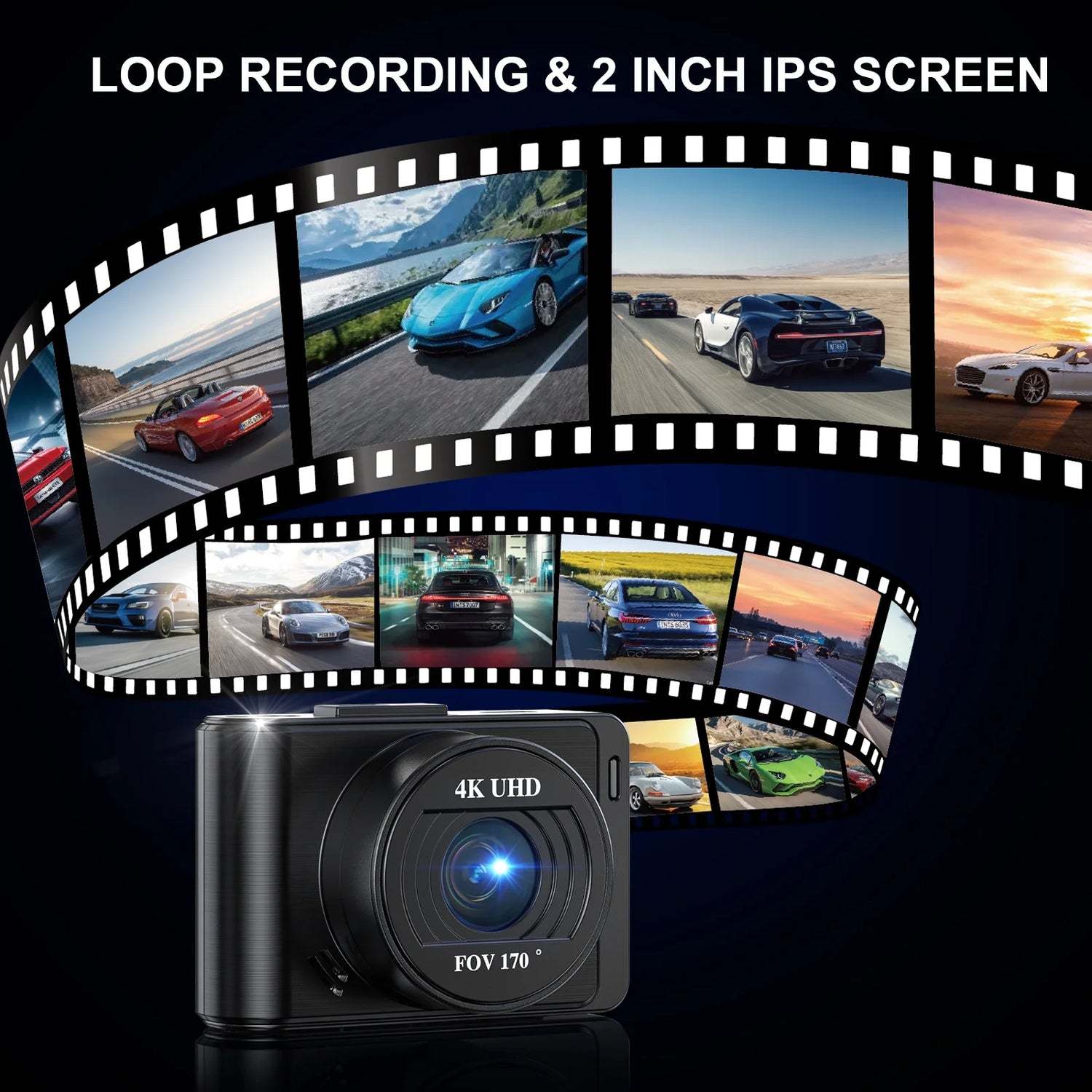 Dash Cam Front and Rear, 4K+1080P Car Camera with Built-In Wi-Fi, 3.94" IPS Screen, Free 32GB Card, Night Vision, G-Sensor, Loop Recording, 24H Parking Mode